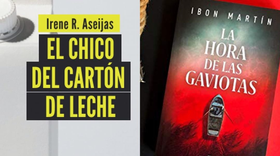 Portadas de los libros ‘El chico del cartón de leche’ de Irene Rodríguez Aseijas y ‘La hora de las gaviotas’ de Ibón Martín, ganadores del II Premio &#039;Paco Camarasa&#039; de novela negra en 2021.