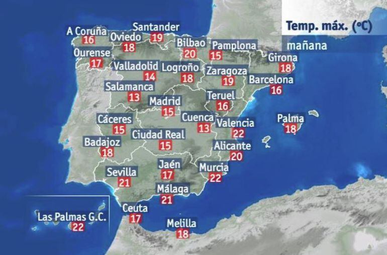 Temperaturas muy altas previstas para el jueves. 