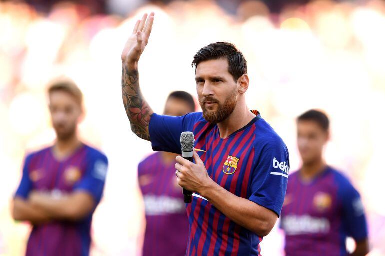 Messi dio el discurso en el Camp Nou
