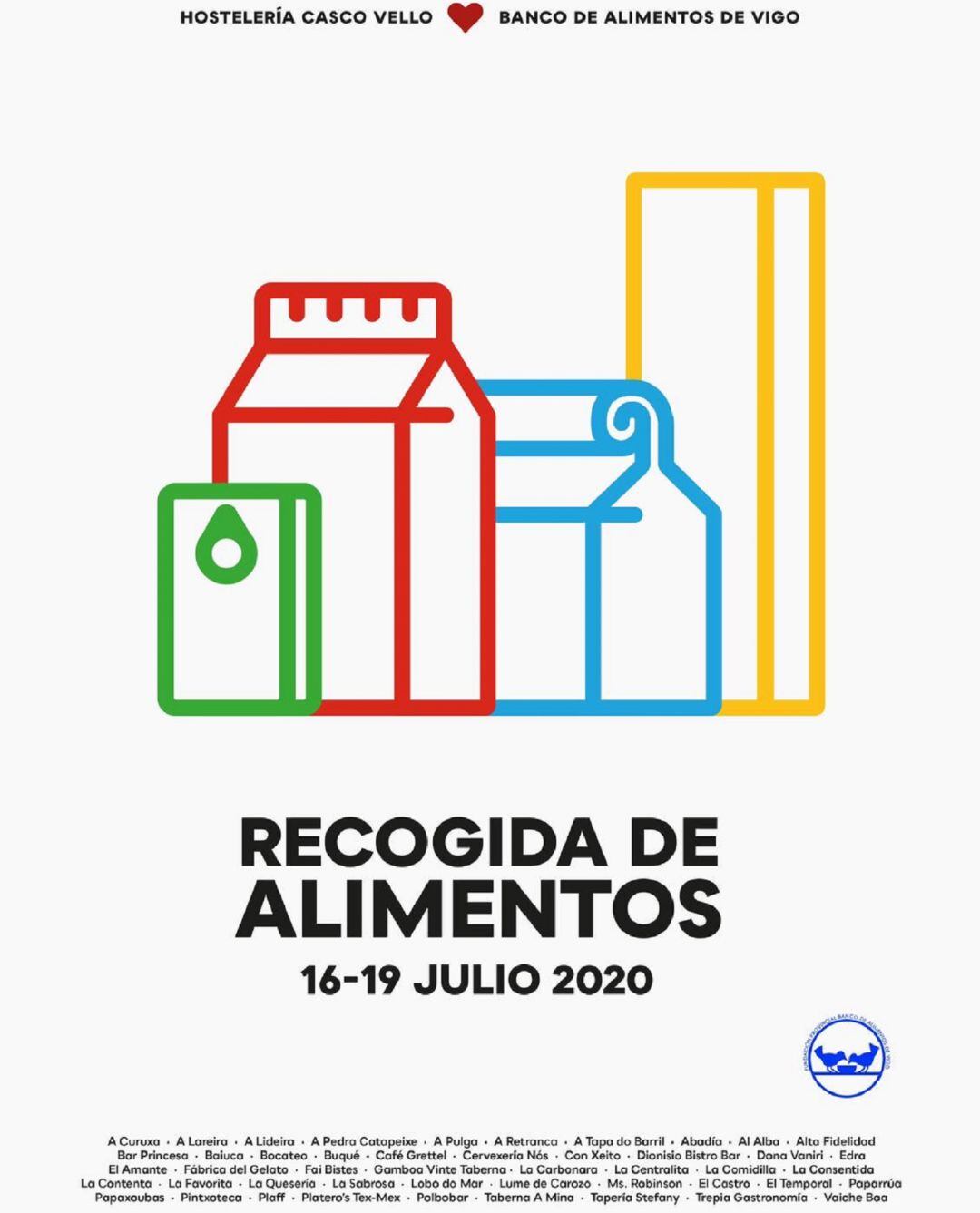 Cartel de la campaña de recogida de alimentos organizada por la hostelería del Casco Vello.