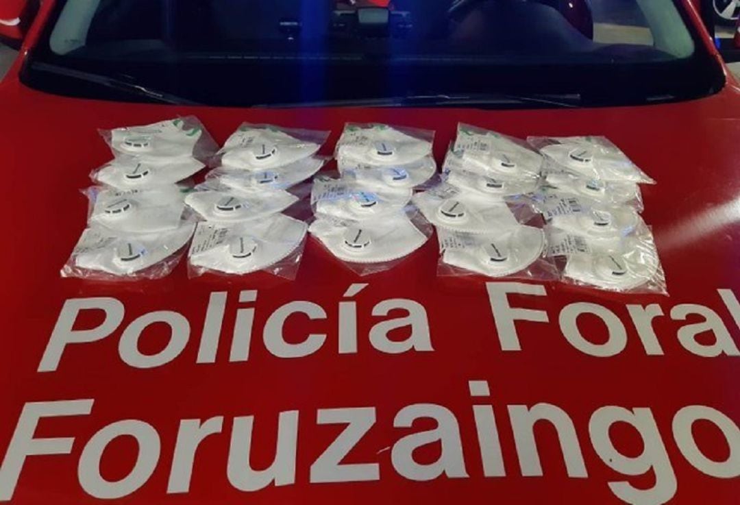 Parte de las mascarillas donadas