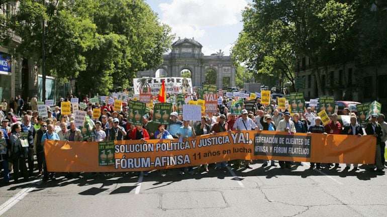 Manifestación de víctimas de la estafa el pasado mes de mayo en Madrid.