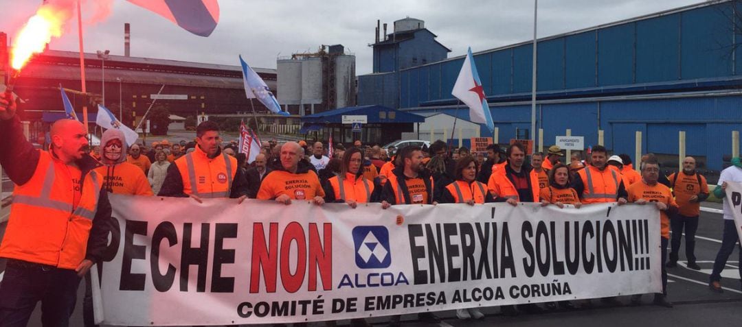 Protesta trabajadores Alcoa A Coruña 