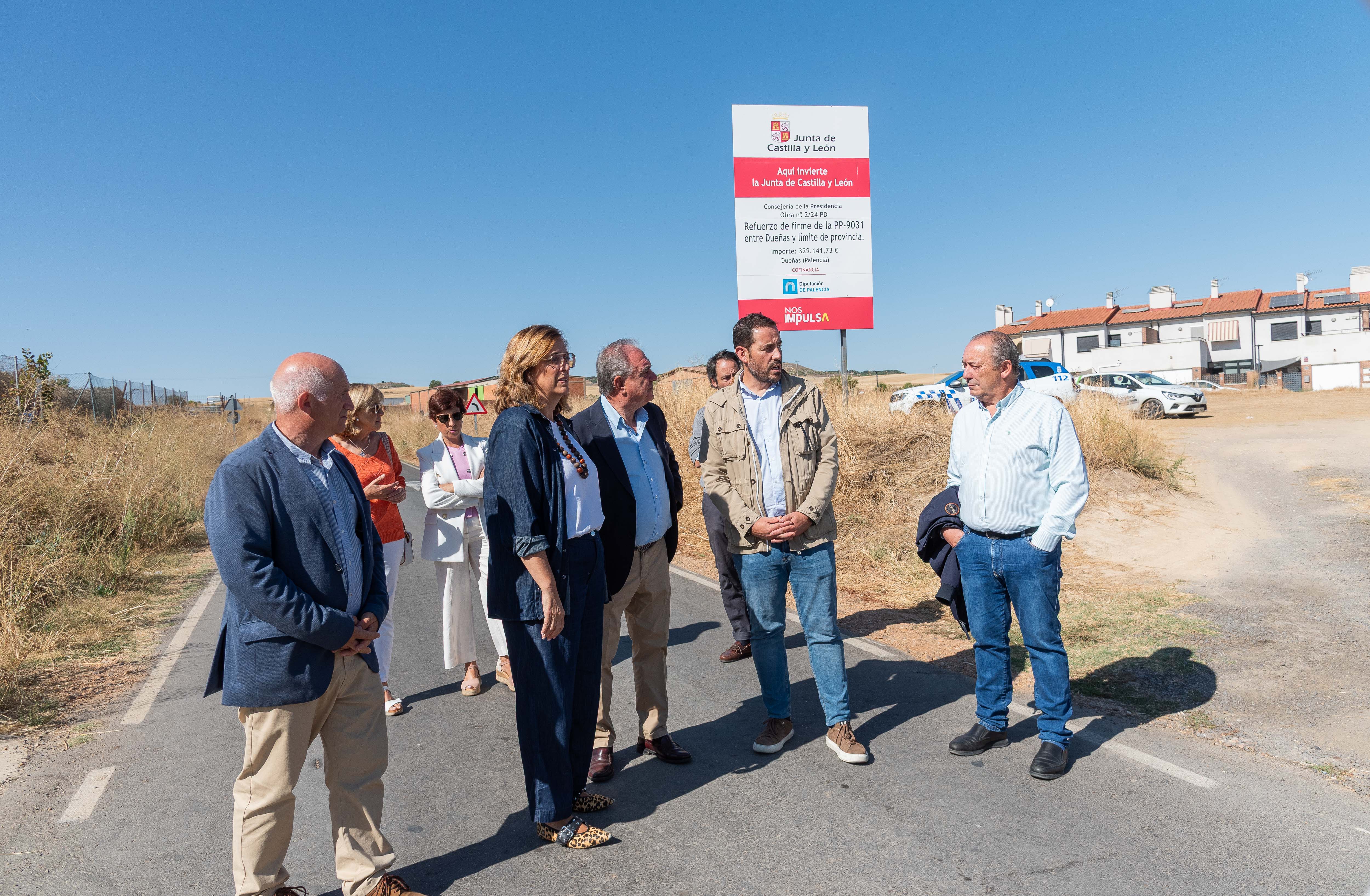 La Diputación y la Junta mejoran la carretera PP-9031de Dueñas hacia Valladolid