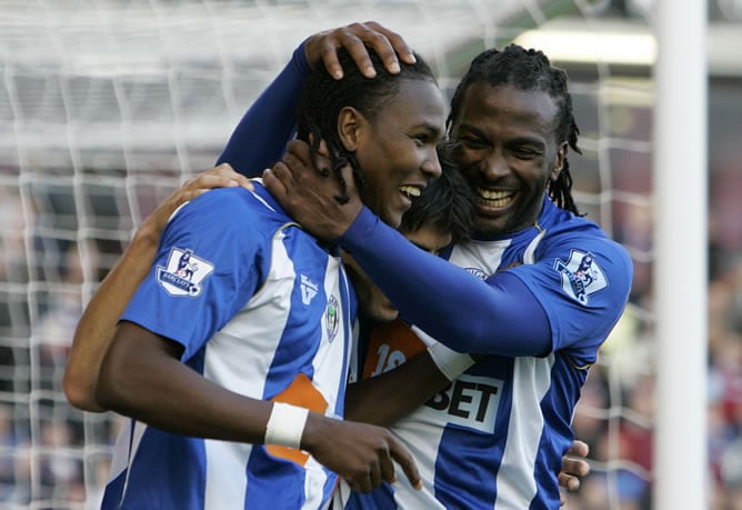 El delantero colombiano Hugo Rodallega, del Wigan Athletic, fue el artífice de la victoria de su equipo