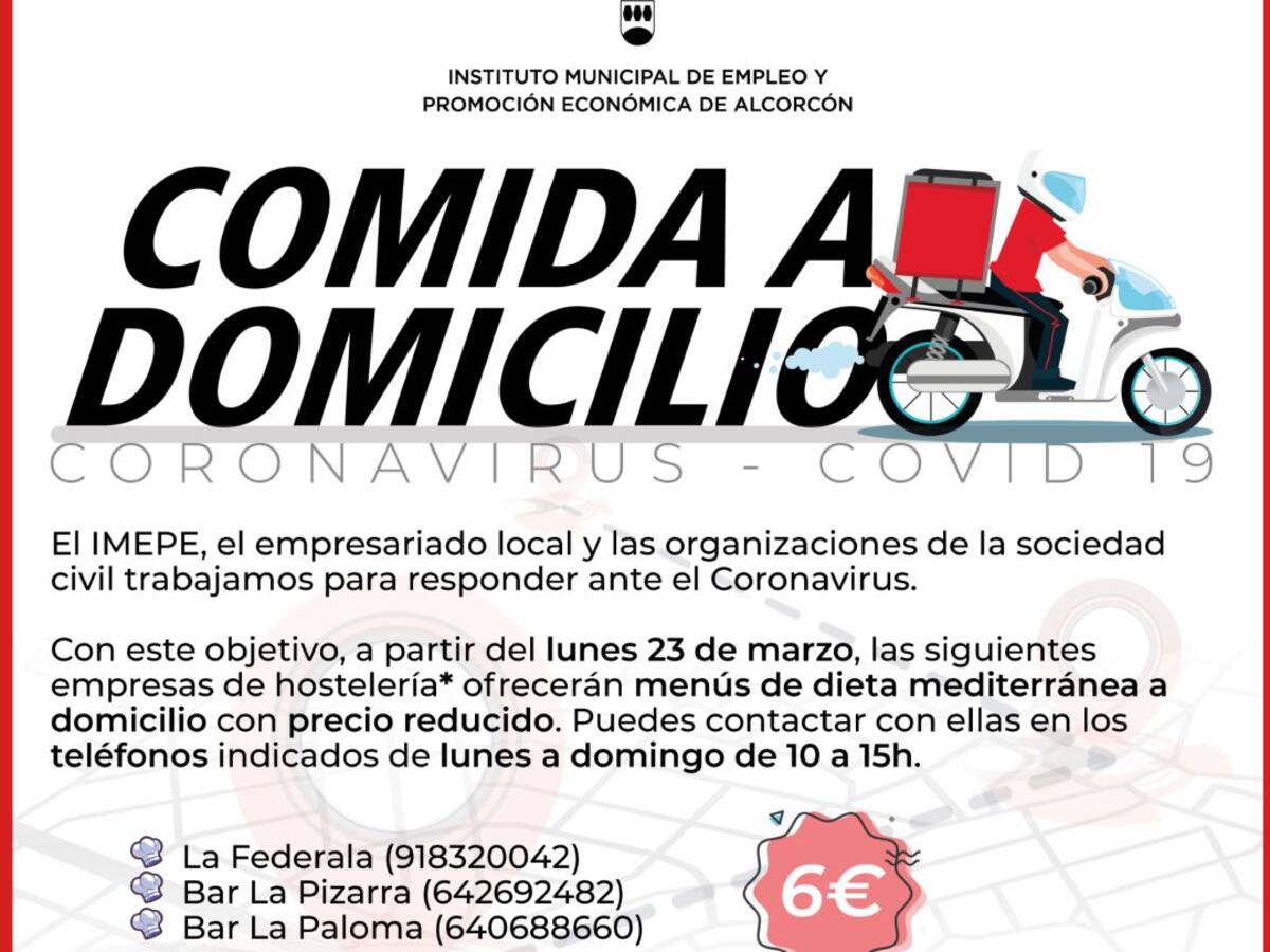 La hostelería de Alcorcón ofrece menús a domicilio con precio reducido