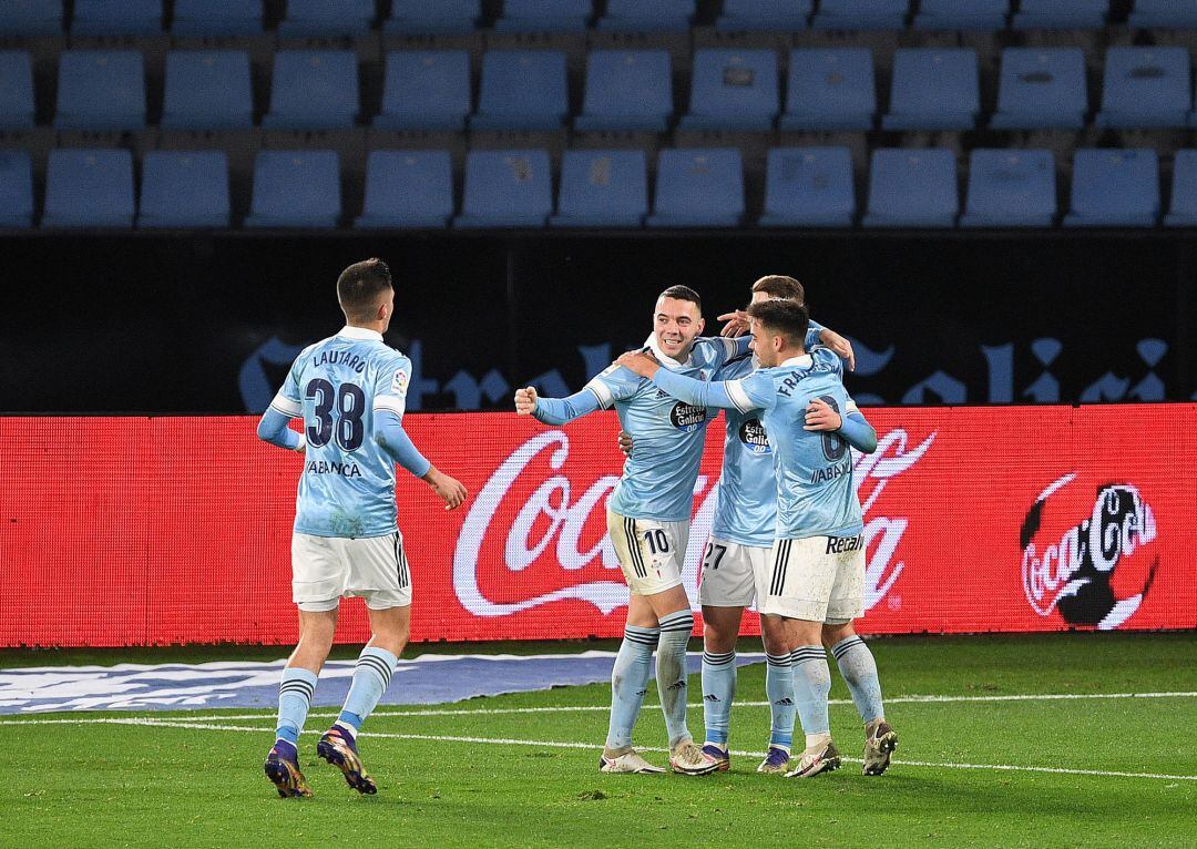 El Celta celebra uno de los goles marcados ante el Cádiz