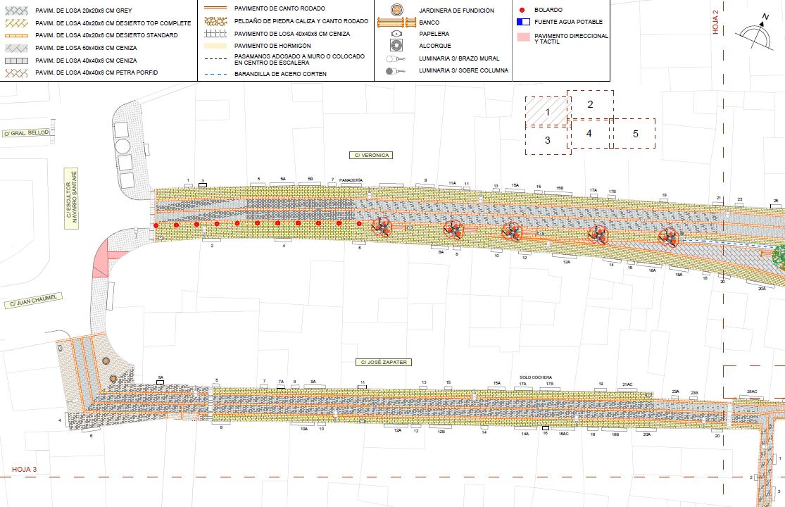 Plano de las obras. Calle Telarete