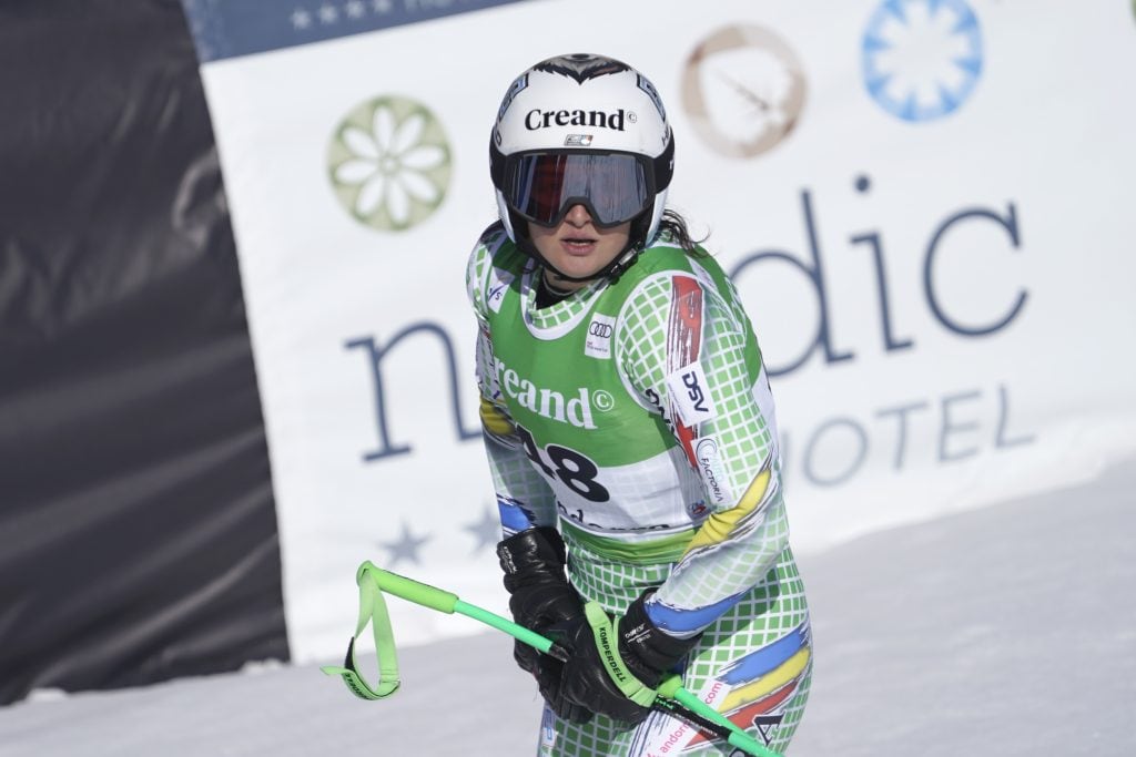 Jordina Caminal, a l’arribada del descens, a la Copa del Món del Tarter