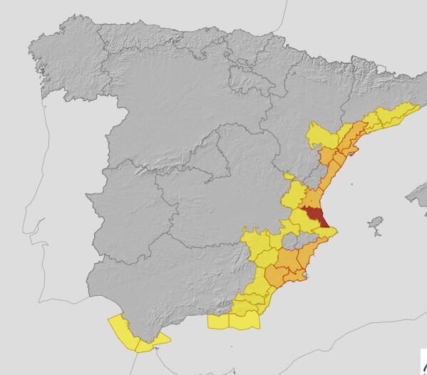 Alerta roja decretada por la AEMET para esta tarde.