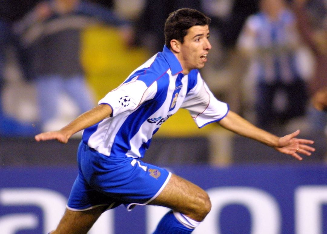 Roy Makaay en un partido de Champions con el Deportivo