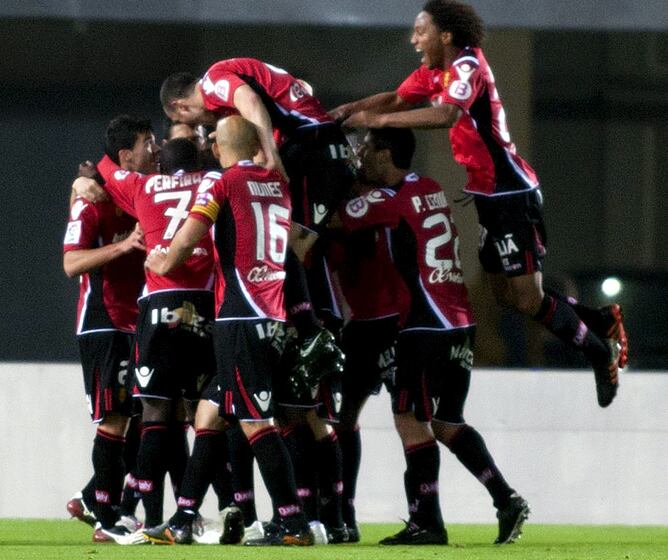 El Mallorca celebra uno de los goles frente al Hércules