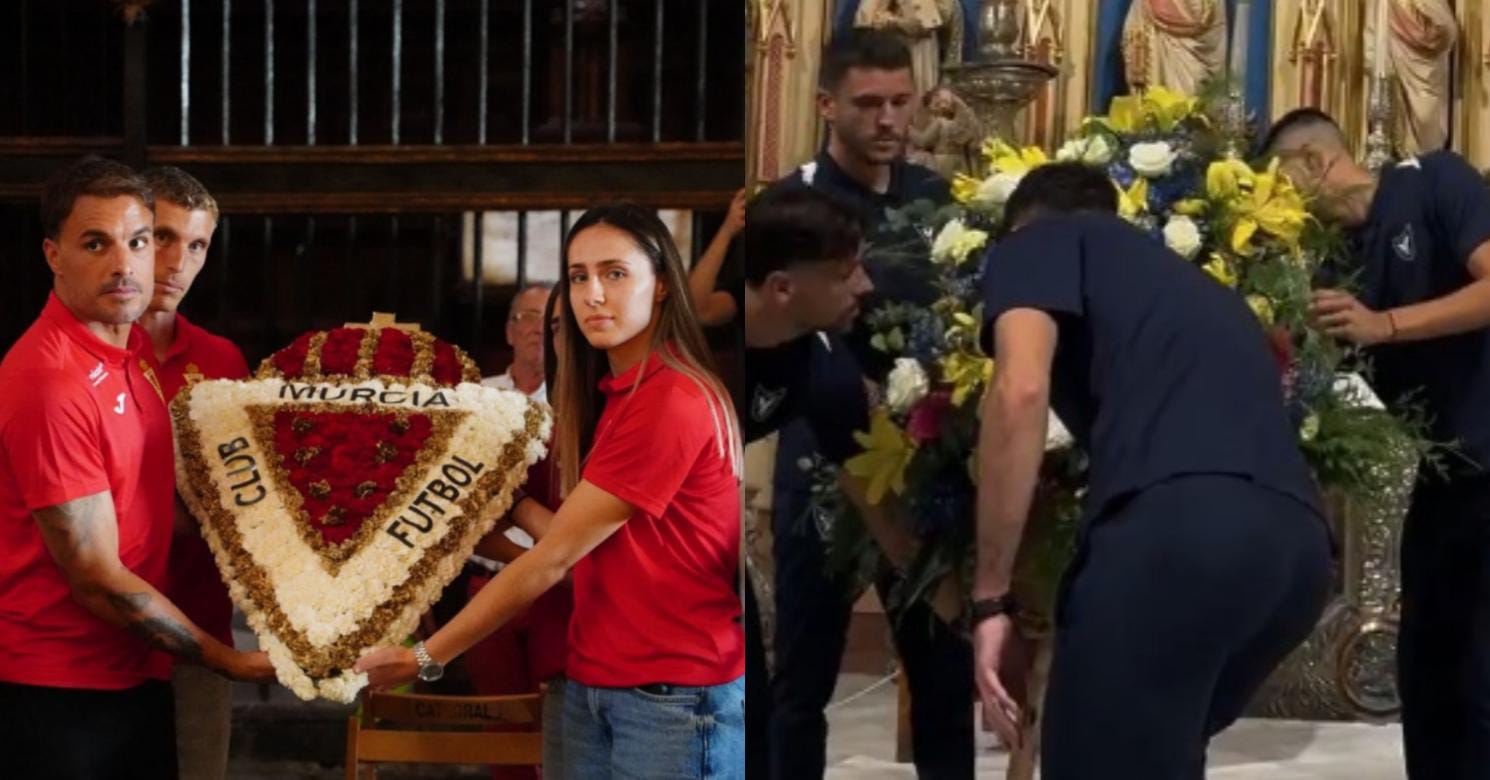 Real Murcia y UCAM en la ofrenda a la Virgen de la Fuensanta