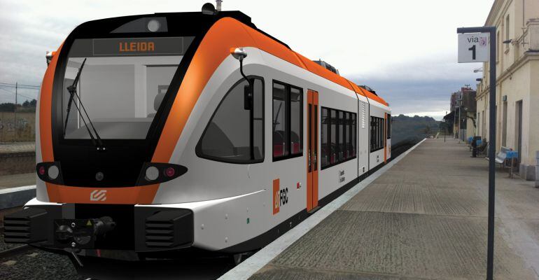 Imatge simulada dels nous trens de la la línia de tren de La Pobla que està construint la suïssa Stadler