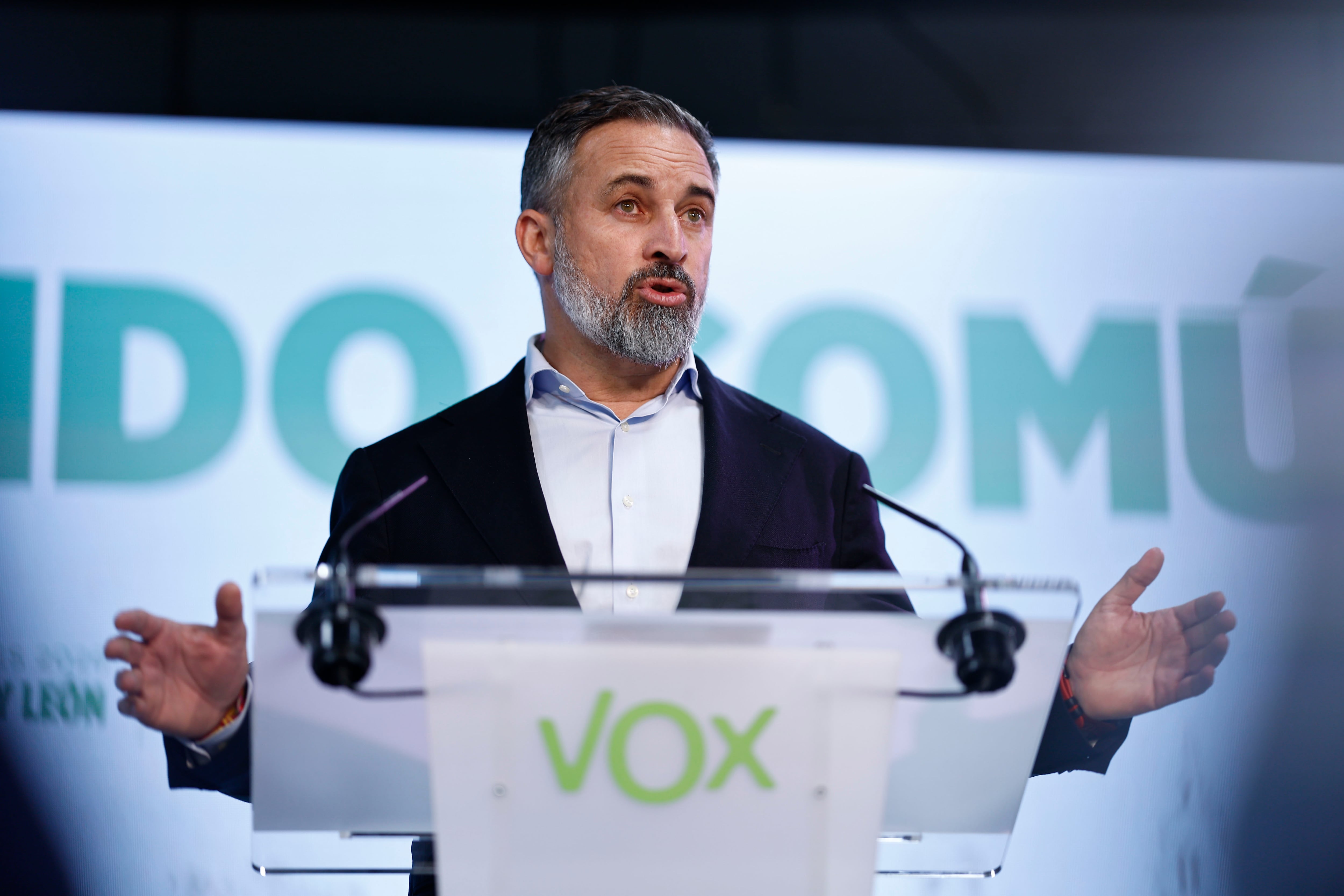 Santiago Abascal, tras el Comité de Acción de Política del partido celebrado, este lunes en Madrid. EFE/Rodrigo Jiménez