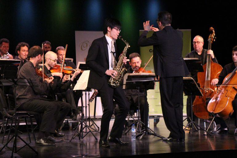 El guanyador de la segona edició del Sax Fest, el japonès, Makoto Hondo, en plena actuació.