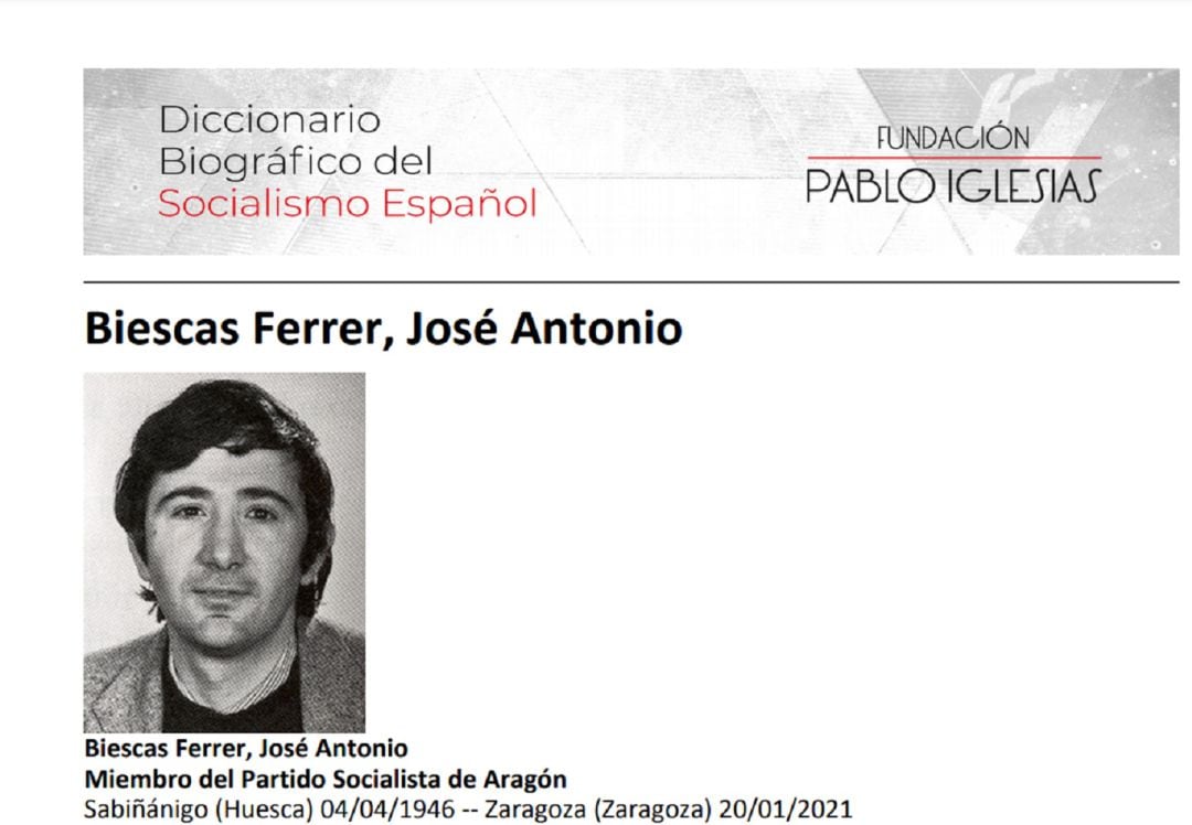 Ficha de José Antonio Biescas en la Fundación Pablo Iglesias