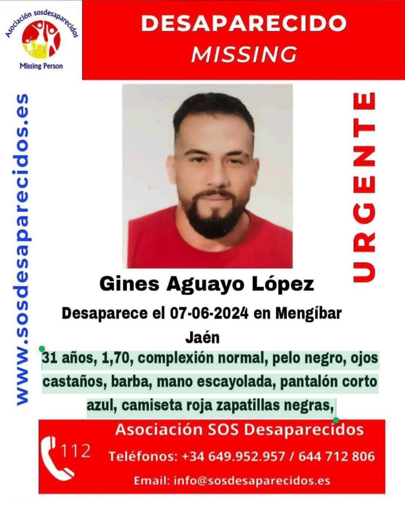 Cartel de SOS desaparecidos.