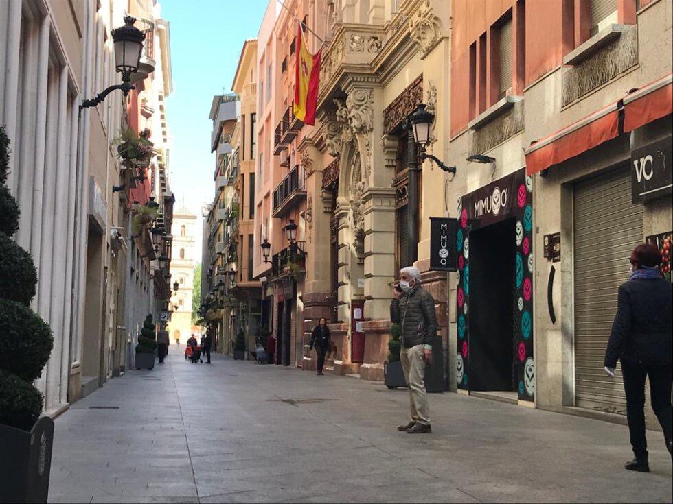 La céntrica calle Trapería de Murcia, en una imagen de archivo, será una de las vías que se utilizarán para el rodaje de la película