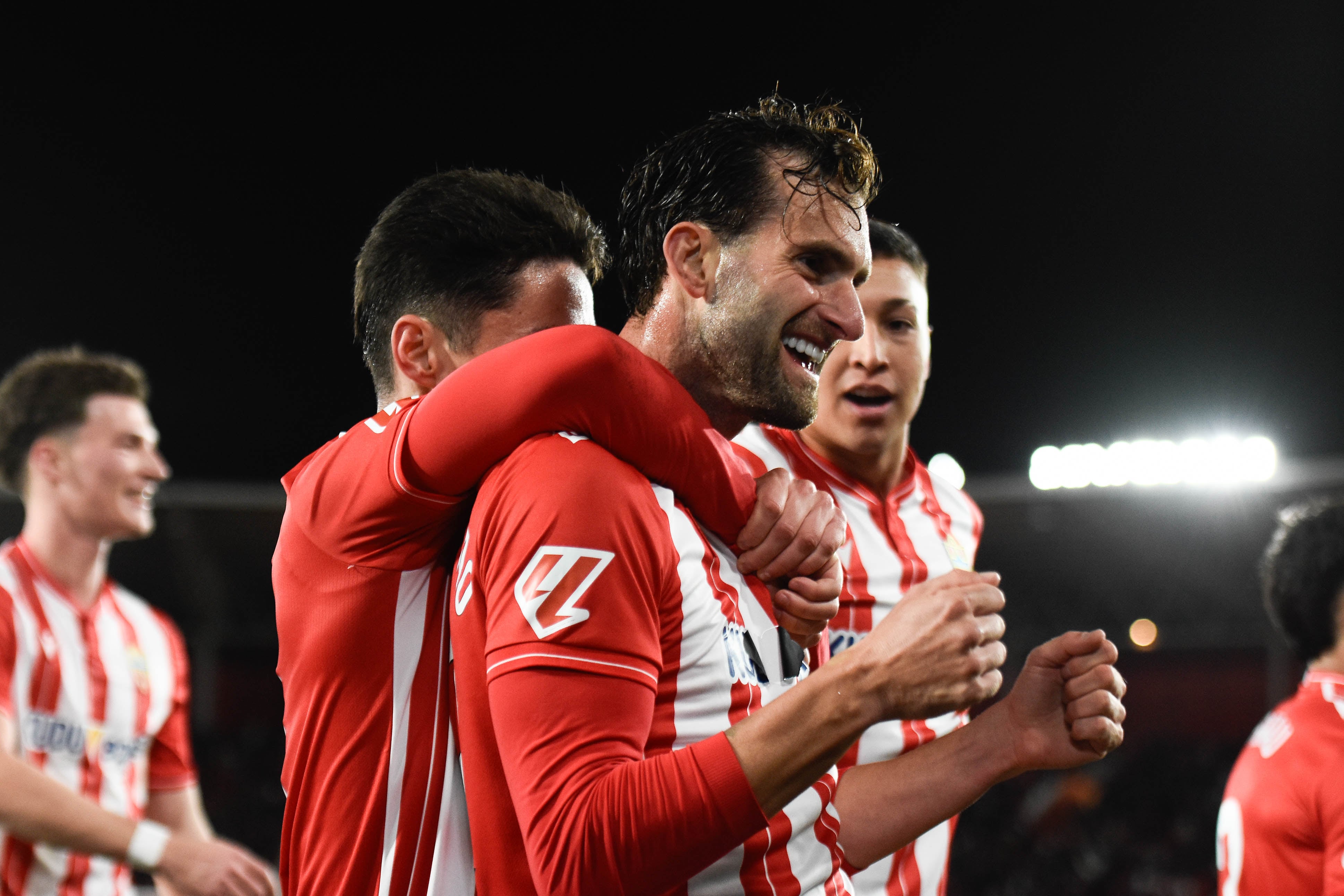 Leo Baptistao celebra su gol al Andorra.