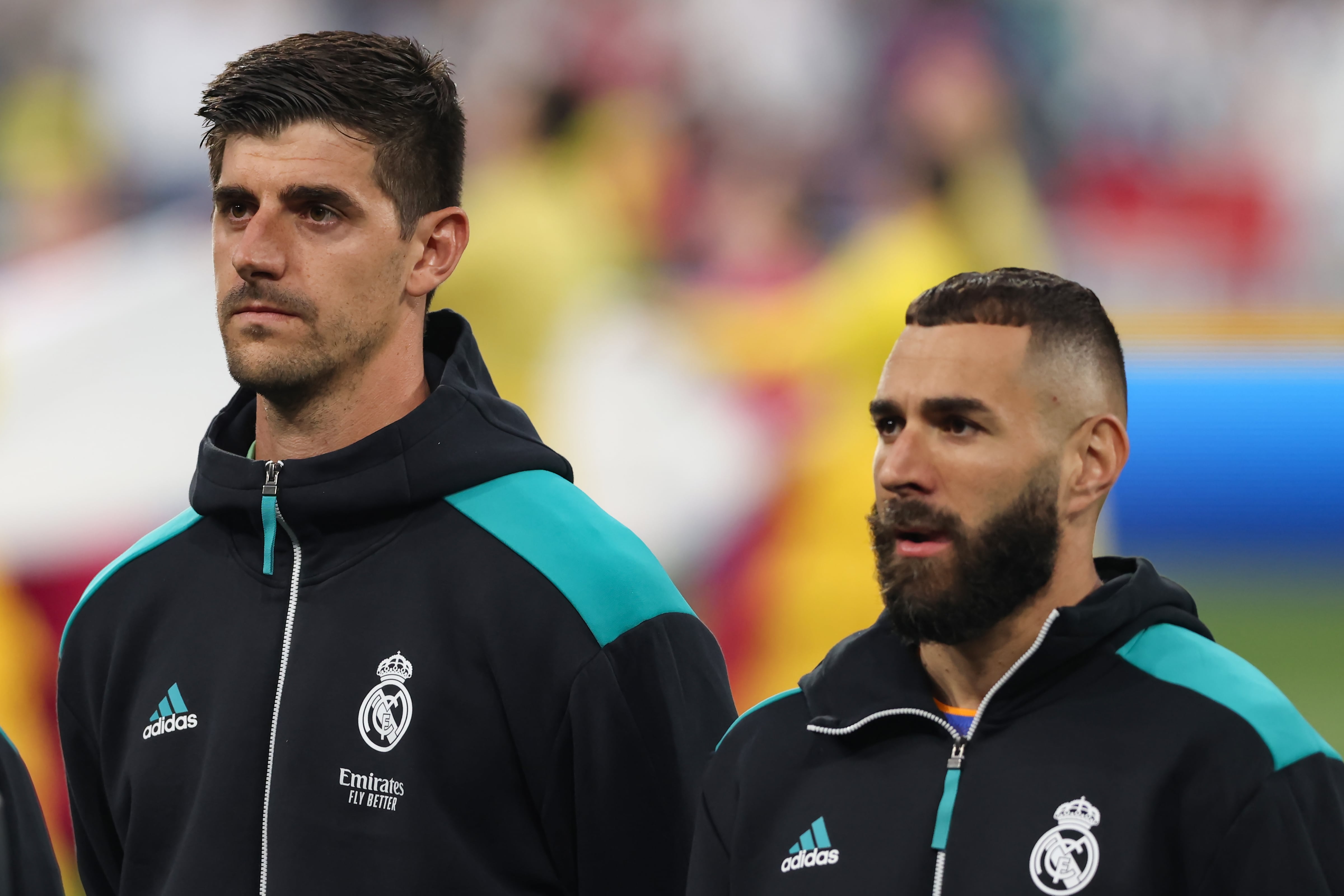 Courtois y Benzema en la final de Champions de París de 2022.