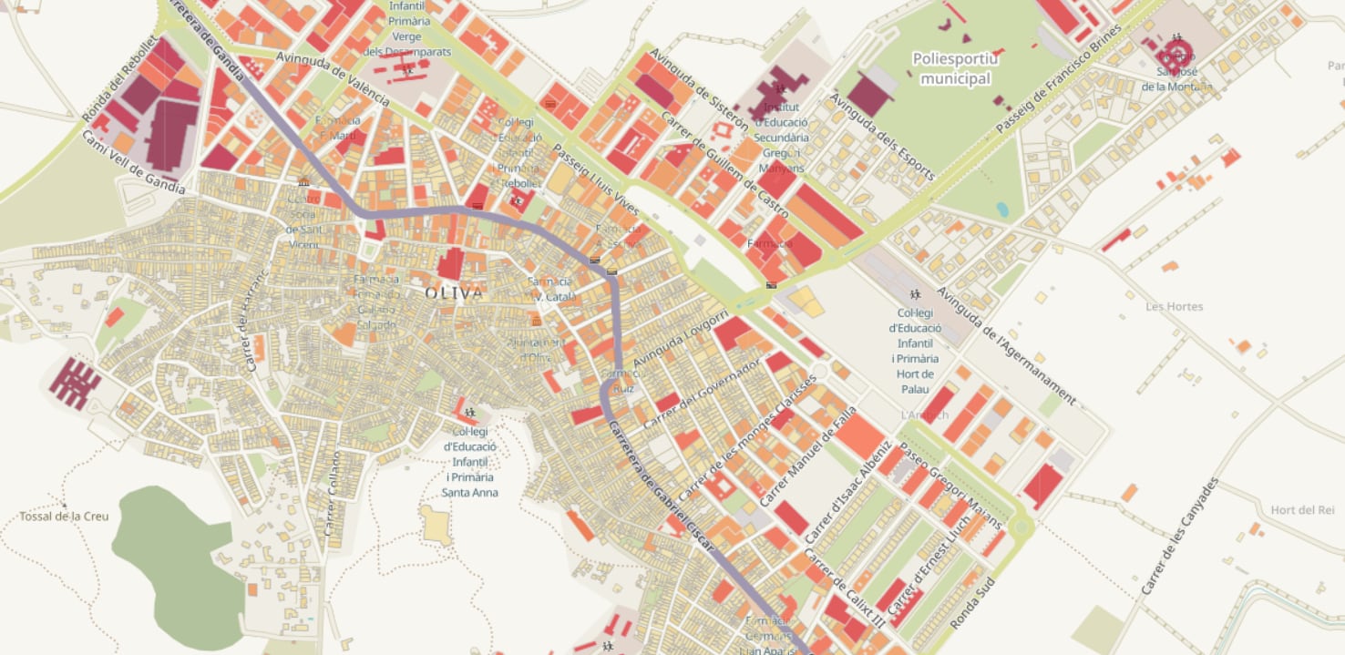 Imagen del mapa solar de Oliva.