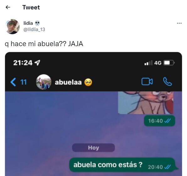 El vacile de una abuela a su nieta por WhatsApp deja sin palabras a Twitter.