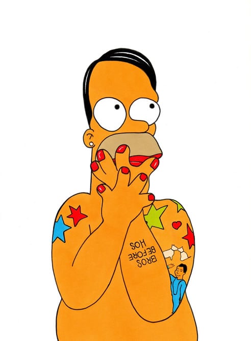 Caricatura del diseñador Marc Jacobs realizada por el artista Alexsandro Palombo en la que se convierte en Homer Simpson