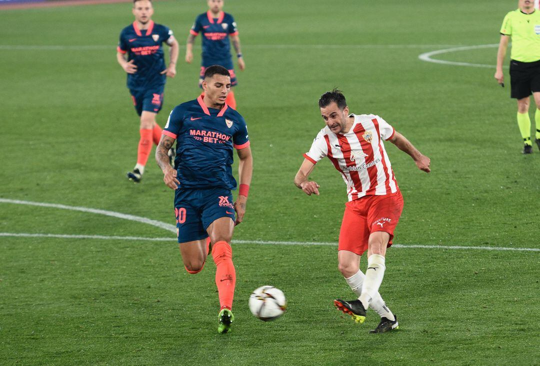 Juan Villar en el partido de Copa del Rey ante el Sevilla.