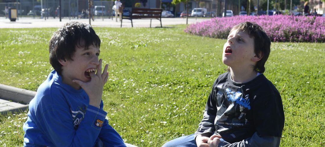 Iker (D) con su hermano Ángel (I), que sufre la misma enfermedad