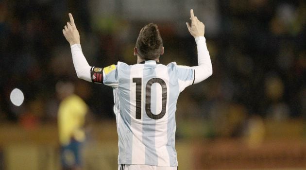 Messi celebra un gol ante Ecuador