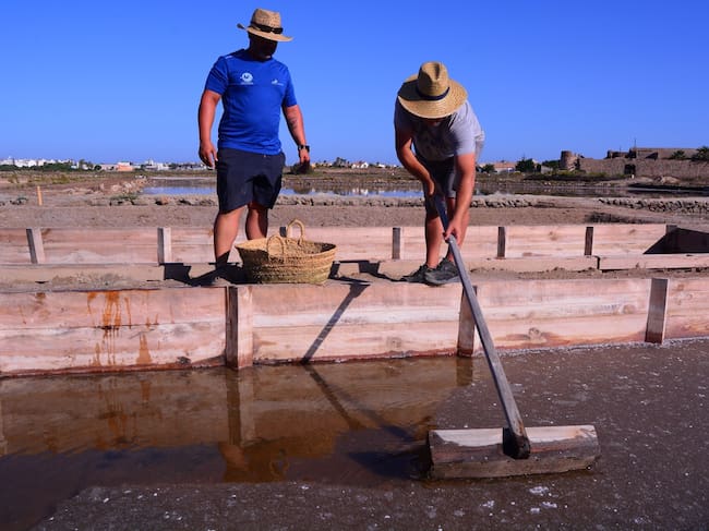 Trabajadores en las Salinas de Marchamalo