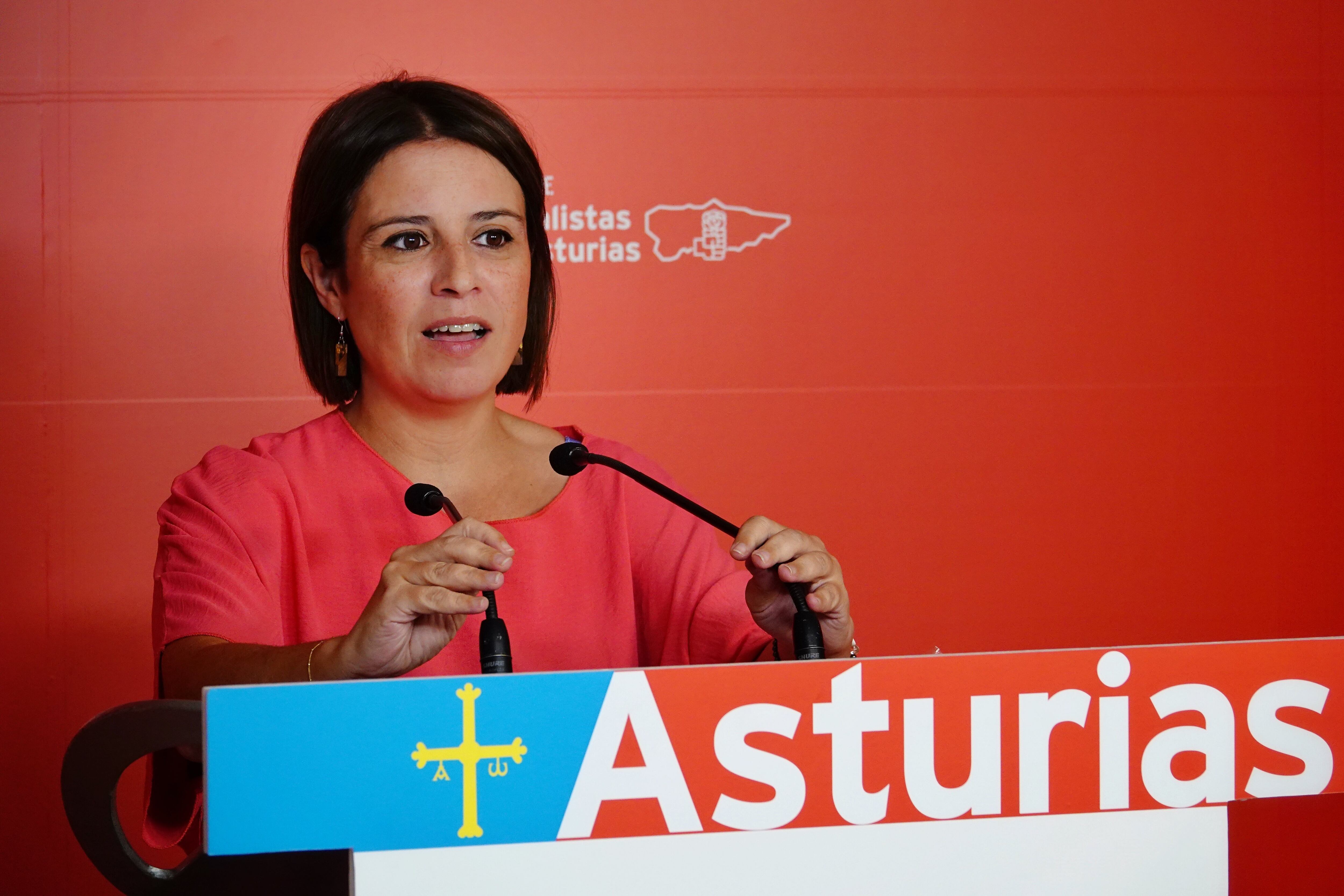 Adriana Lastra, esta mañana en la sede de la FSA- PSOE