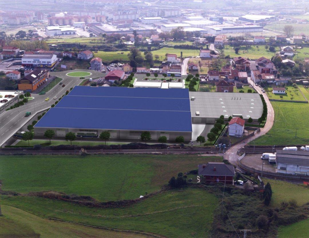 Infografía aerea de la nueva sede de cocheras del Tus en Peñacastillo.