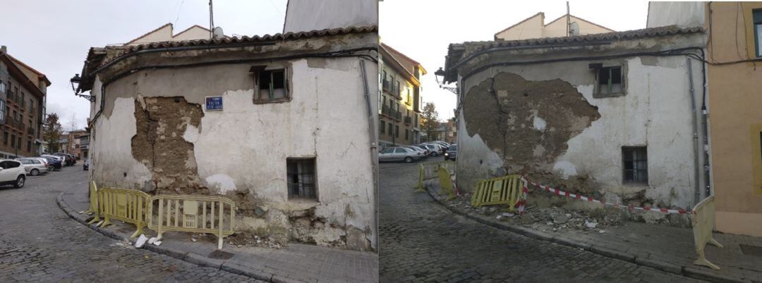Evolución de los desprendimientos en un inmueble de la calle Doctor Jesús Galán