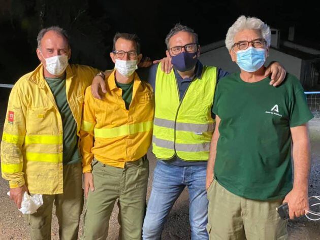 Jorge Paniagua, Jorge Luque y Eduardo Nicolás, Coordinador Provincial de los Agentes de Medio Ambiente, Jefe de Servicio de Espacios Naturales Protegidos y el director del COP con Giuseppe Aloisio