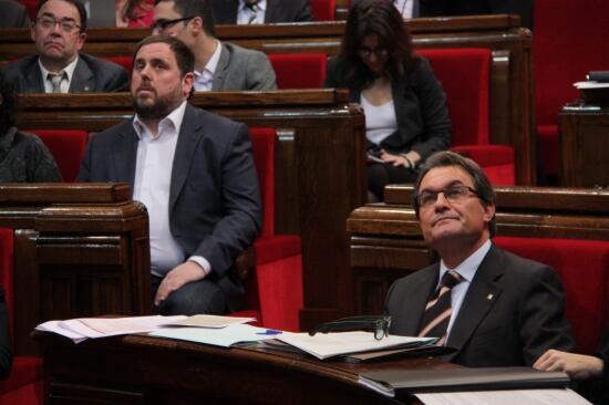 Martur Mas i Oriol Junqueras al ple del Parlament