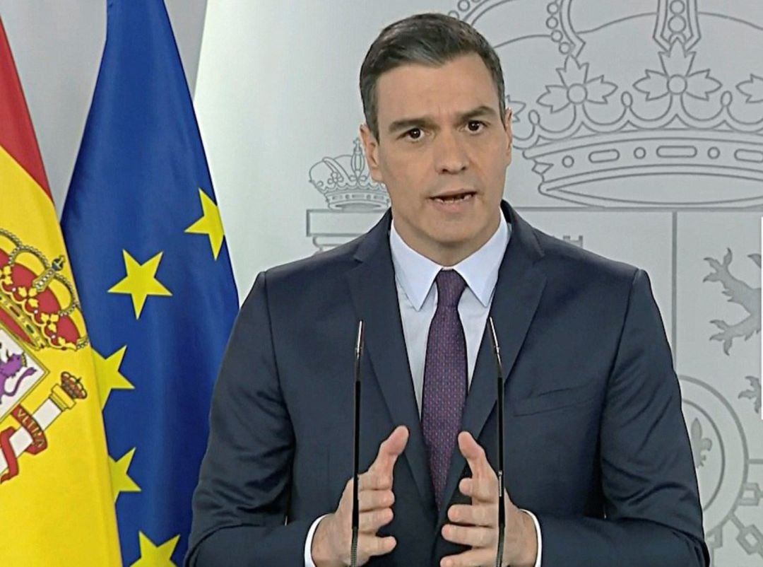 Pedro Sánchez durante la rueda de prensa de este sábado