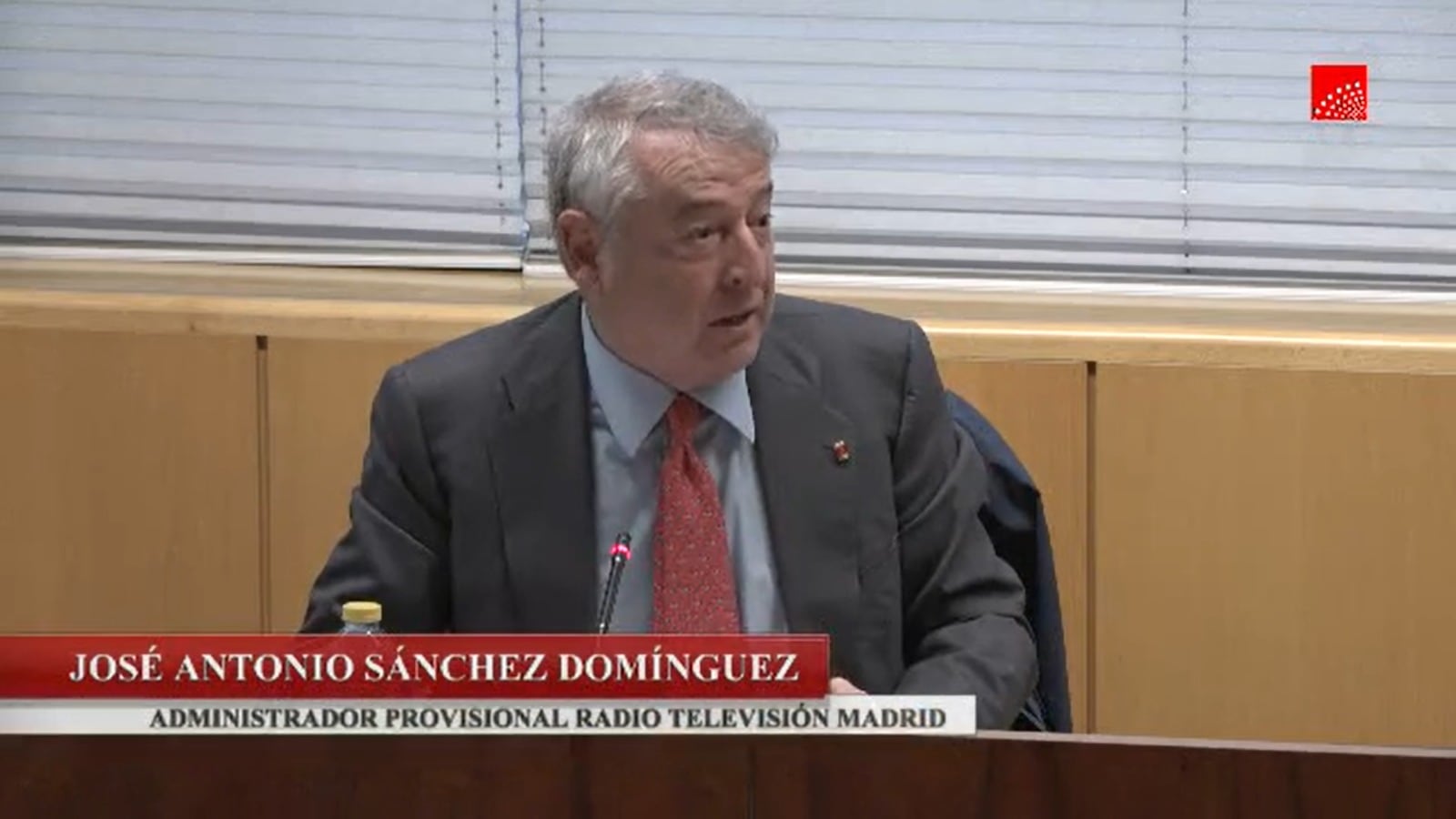 José Antonio Sánchez, administrador provisional de Telemadrid, durante una comisión de la Asamblea de Madrid