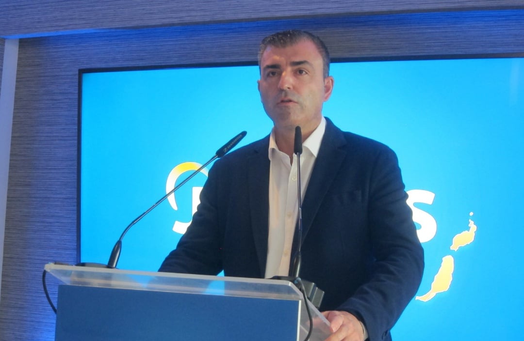 El presidente del PP de Tenerife, Manuel Domínguez, en la presentación de su candidatura para presidir el PP de Canarias