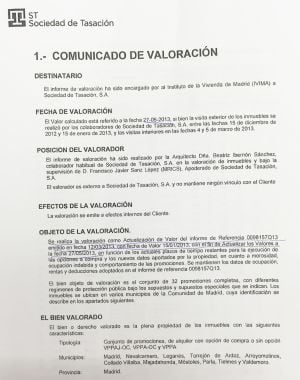 Informe de la Sociedad de Tasación sobre las viviendas del IVIMA