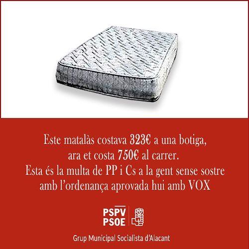 Campaña en redes del PSOE de Alicante contra la ordenanza de convivencia cívica