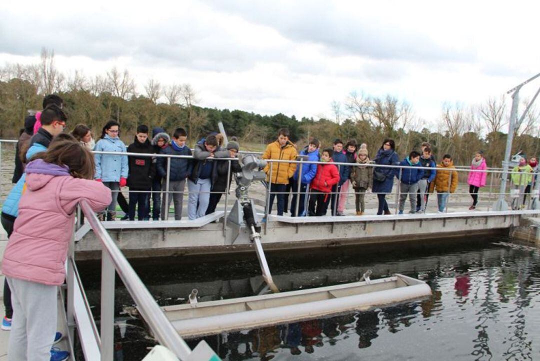 Escolares de Cuéllar participaron hace varios meses en una visita a la nueva depuradora de la localidad