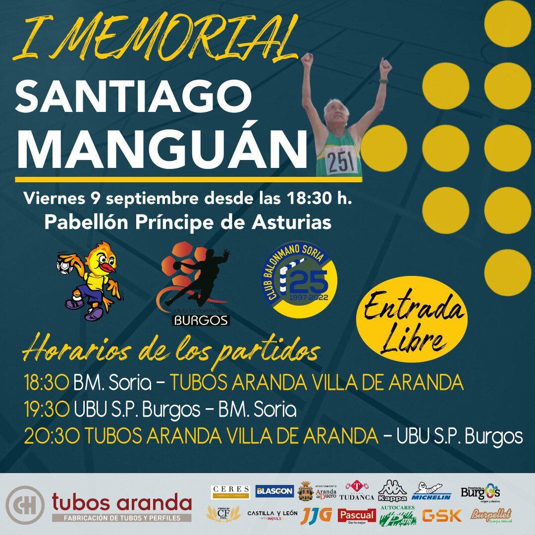Cartel del I Memorial Santiago Manguán, organizado por el Villa de Aranda