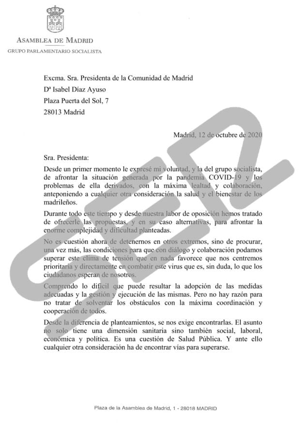 Carta de Ángel Gabilondo a Isabel Díaz Ayuso