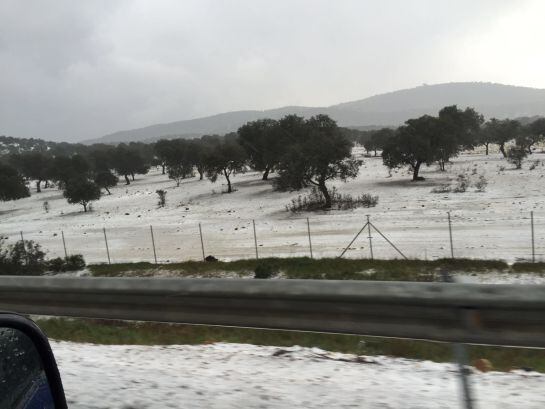 Nieve en el término municipal de Espiel