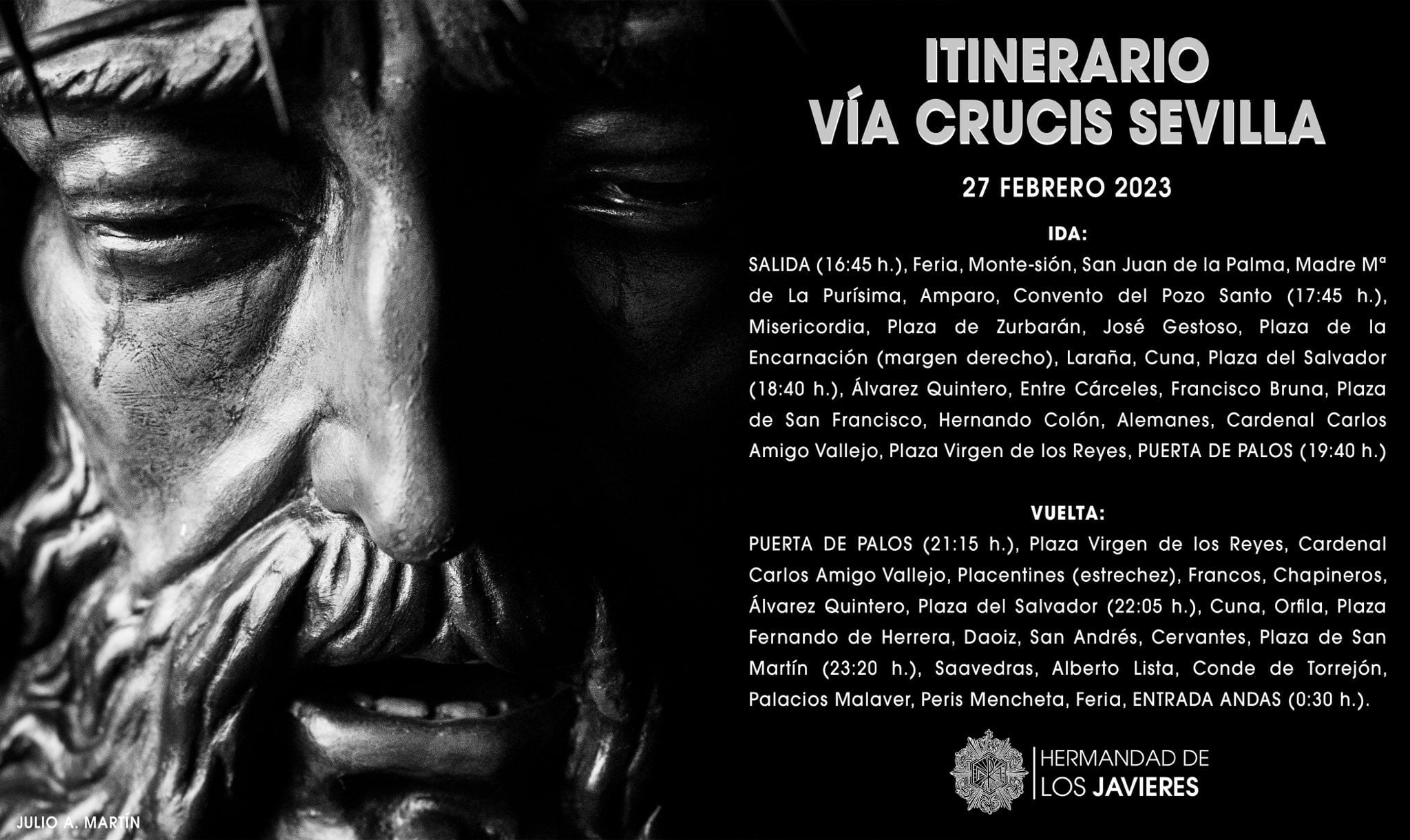 El Cristo de las Almas, junto al horario e itinerario de su Vía-Crucis