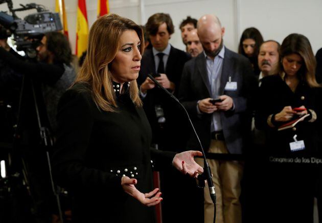 La presidenta de la Junta de Andalucía, Susana Díaz, durante la recepción en el Congreso de los Diputados