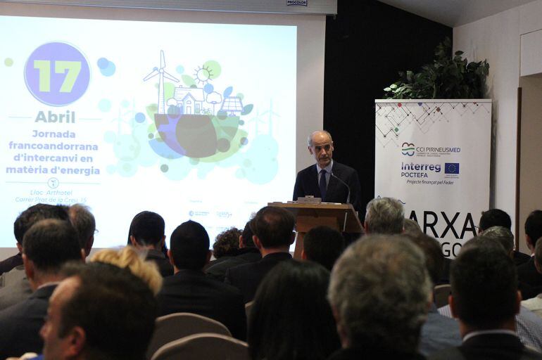 El cap de Govern en la inauguració de la Jornada francoandorrana d'intercanvi en matèria d'energia.