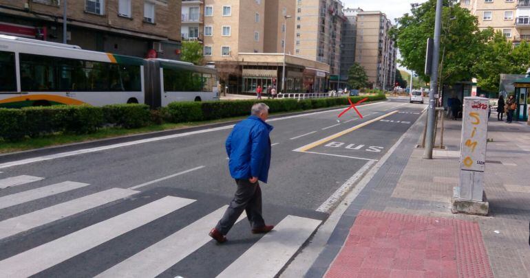 Zona del atropello mortal marcada con una X